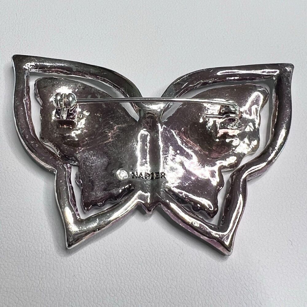 Vintage Napier Brooch Pin Green Butterfly Rhinestones Classic Jewelry - Picture 9 of 14